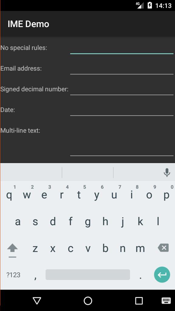 the IME (the input method editor) Many of the soft keyboard properties can be set