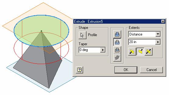 Inventor (5) Module 4A: 4A- 13 Figure 4A-5C: Cut the regular pyramid into a frustum. Figure 4A-5E: The top view.