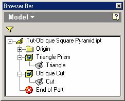 In the Model panel, rename the Triangular Prism Extrude feature as Oblique Triangle Prism, and the Pyramid