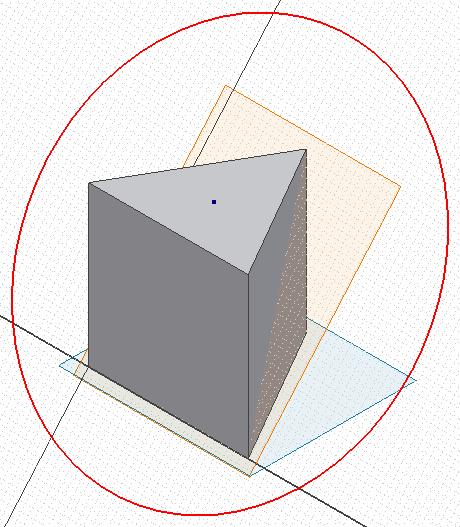 Click-select the Work Plane tool; move the cursor closer to the left and right endpoints of the frontal base edge line, and the rear corner of the top surface, and click once at each point when the