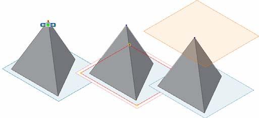 Inventor (5) Module 4A: 4A- 9 Use the Rotate tool with Common View [SPACE] option to rotate the 3D model to the top view; the vertex of the pyramid is located at the intersection of 3 edge lines each