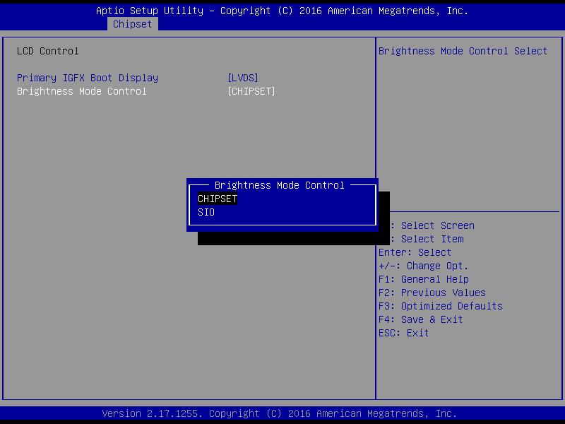 BIOS Setup Program (Cont.) BIOS Setup Program (Cont.) 4. The Primary IGFX Boot Display item can be configured as VBIOS Default, DP, LVDS, or CRT. 1.7 Wake On LAN and Ring 1.