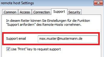 They simply click with the right mouse button on the remote Host symbol and select the Request support button in the menu.