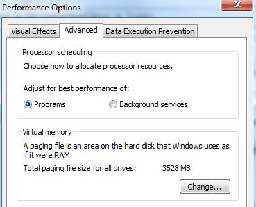 VM Windows Can change the paging file size Can