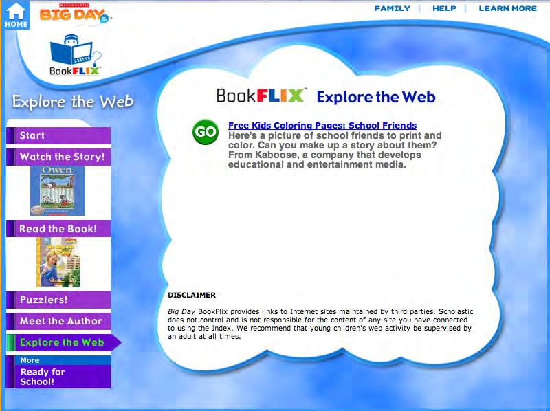 Explore the Web Click the Explore the Web link to go to the Explore the Web Screen, which contains links to further Theme-related activities.