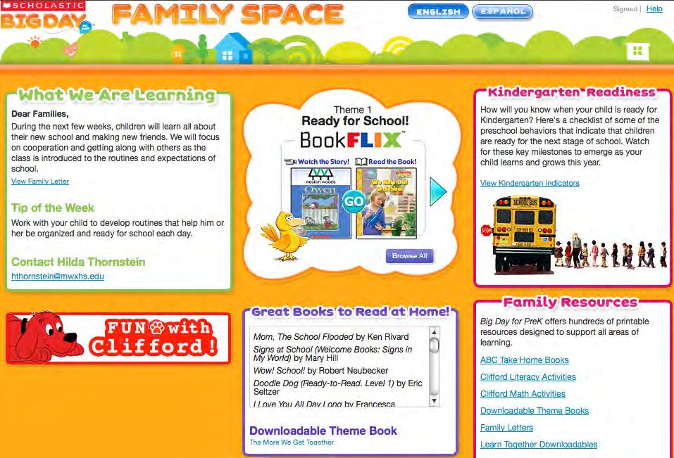 From Family Space Click the Go button from the BookFlix icon in the center of the Family Space Home Page to open the featured pair for