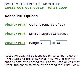 Features of expressreports expressreports Guide 10 Print Options Figure 5-2. Print Options Page When View or Print in PDF is selected, the report is displayed in Adobe Acrobat format (pdf).