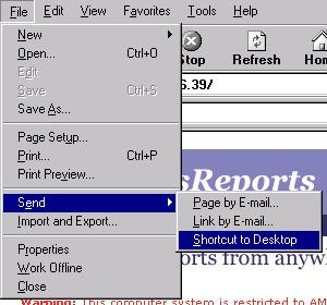 Helpful Hints expressreports Guide 26 Creating a Shortcut Key Using Microsoft Internet Explorer After connecting to the expressreports Web site, as shown in Figure 2-2, select the File on the Menu