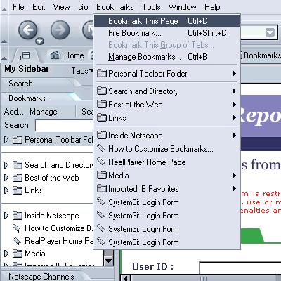 Helpful Hints expressreports Guide 27 Creating a Shortcut Key Using Netscape Navigator After connecting to the expressreports