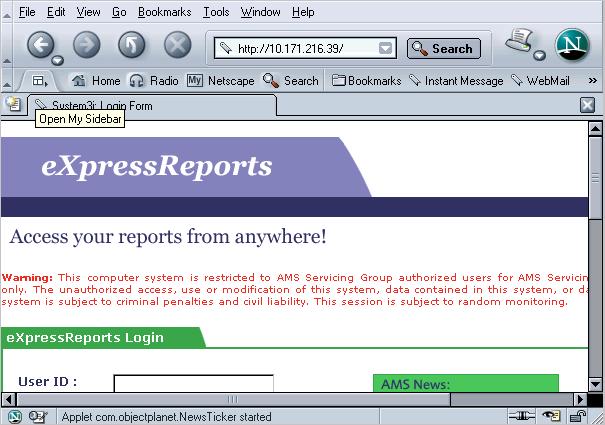 Helpful Hints expressreports Guide 28 Next, select "Open My Sidebar" from the menu