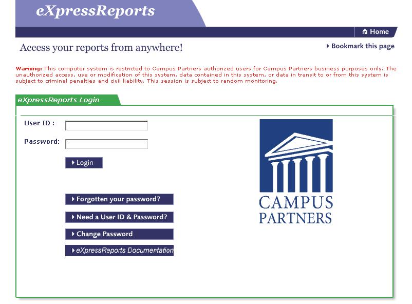 Accessing expressreports expressreports Guide 5 Login Screen After connecting to our expressreports web site, enter your User ID and password.