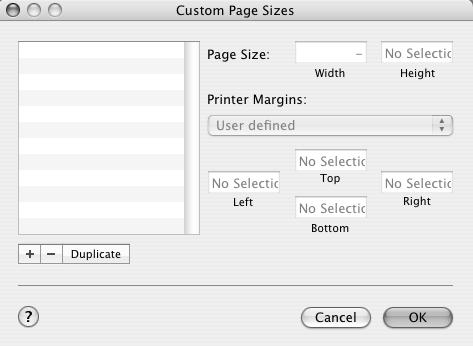 Custom Paper Size Options The Custom Paper Size section is found under the Paper Size pop-up menu. It is used to specify the dimensions for a custom paper size.