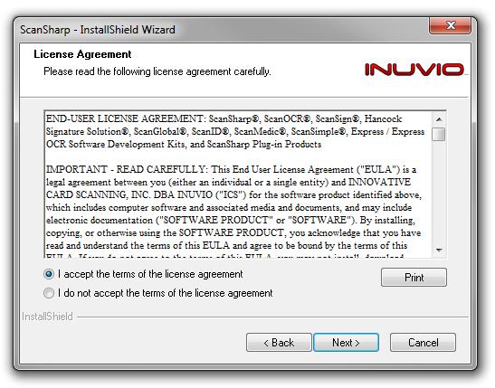 Then read the End User Software License Agreement (EULA) and click on I Accept the terms of the license agreement