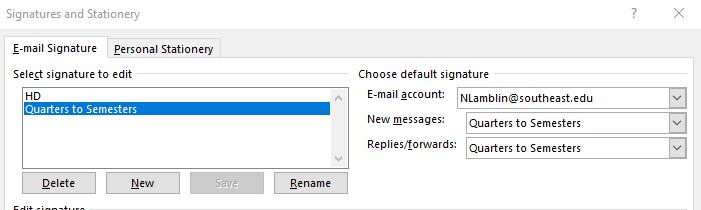 HOW TO ADD ICON TO OFFICE 365 NOTE: To have your Quarters to Semesters signature show up on all new messages you will select your signature from the dropdown of the New Messages section To have your