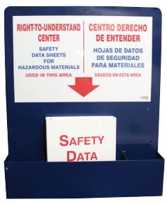 SDS Bilingual Right-To-Understand" Center Aluminum center board has a lower pocket to hold and store the SDS binder and training books. The 