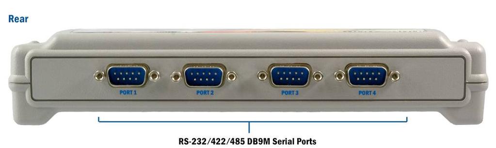 RS-422 or RS-485 mode DATA (Green) Blinks to indicate data is being transmitted or received POWER (Green) Lights when the hub is properly powered through the USB connection DB9M Serial Connectors The