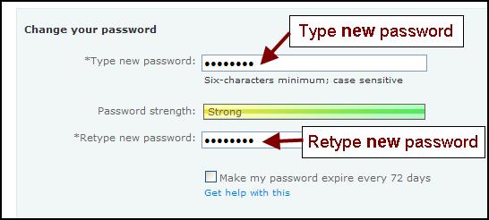 12. Type and re-type a new password you would like to keep for the account. Important!