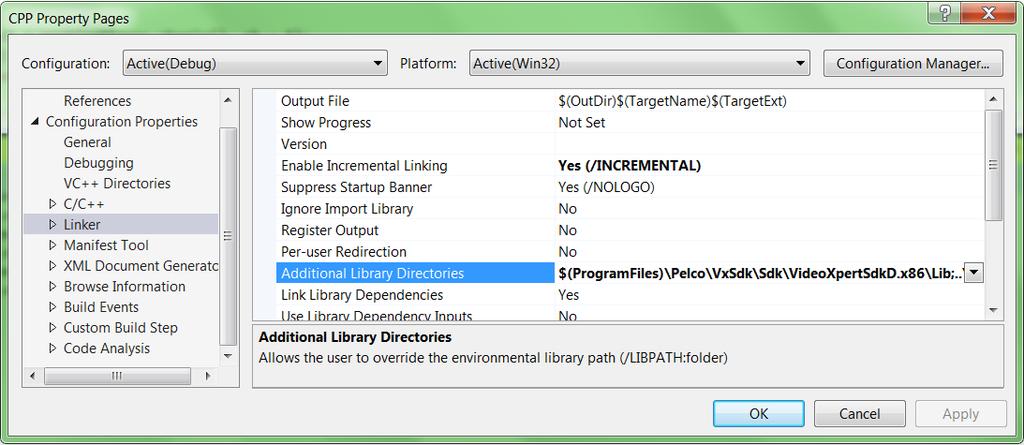 Running the CPP Sample Program Ensure the paths to the SDK libraries and third party application files are listed. 4.