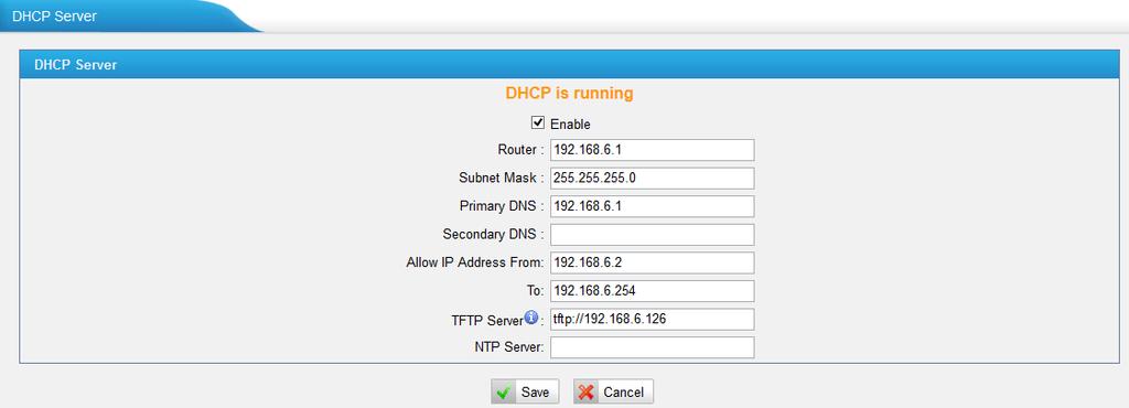Log in MyPBX web interface, go to System ->Network Preferences->DHCP Server, enable DHCP server.