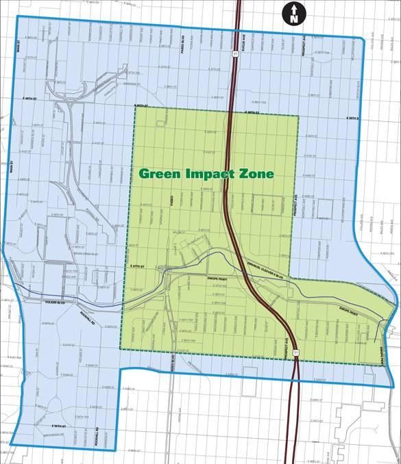 Project Area Midtown Kansas City, MO North: 35 th Street KCP&L s SmartGrid project in midtown Kansas City, Missouri includes the 150- block Green Impact Zone and surrounding neighborhoods, shown here