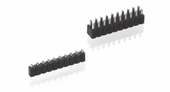 2.54 mm GRID / SINGLE ROW / DOUBLE ROW / SURFACE MOUNT Low resistance modular connectors with spring-loaded contacts (SLC), surface mount. Contacts with improved shaped piston design.