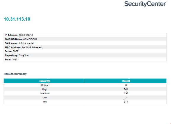 SecurityCenter Vulnerabilities by Host report Vulnerability Details SecurityCenter s Nessus Scan Report will include the same drill-down into vulnerability details that was available in the Nessus