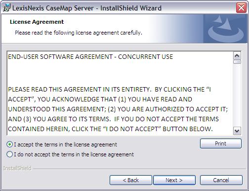 20 3. In the License Agreement dialog box, review the license