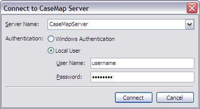 58 To test connectivity in the CaseMap Administration Console 1. Launch the CaseMap Admin Console. 2.