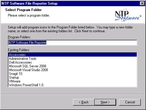 19. In the Select Program Folder dialog box, select the program folder to host the