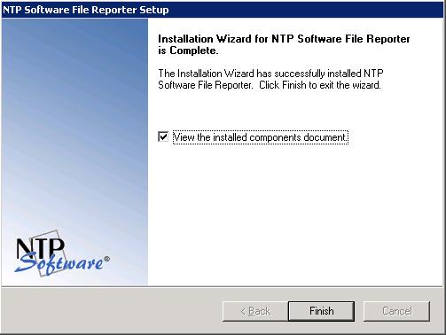 21. The Installation Wizard informs you when the components are installed successfully.