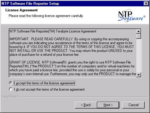 5. In the License Agreement dialog box, read the end-user license agreement.