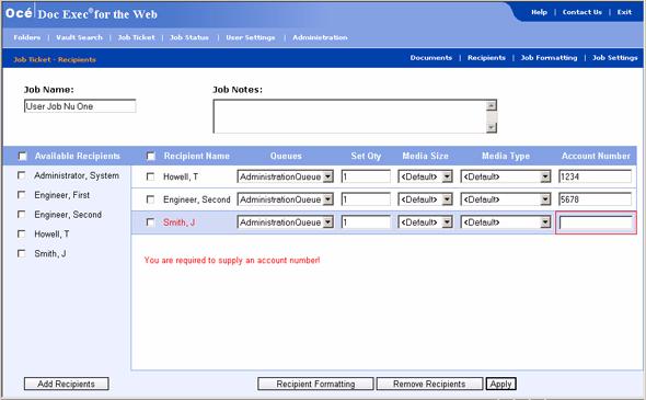 How to add recipients to print jobs Introduction Before you submit your print job, you must add the recipients to your print job. Add recipients to a print job 1.