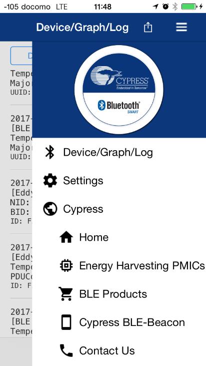 Cypress BLE-Beacon App GUI Overview 4.