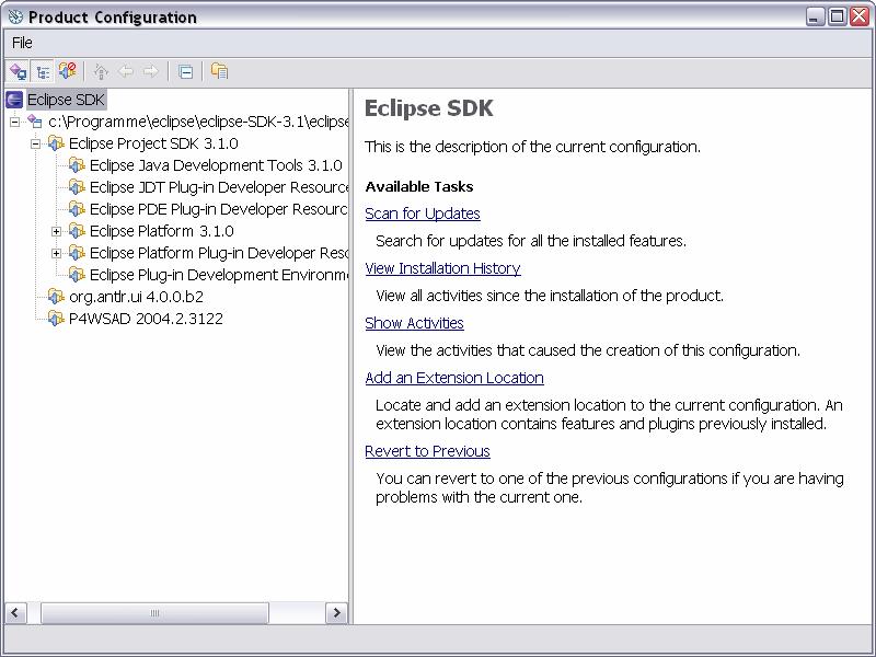Plugin Management in eclipse Download and update of plugins via HTTP.