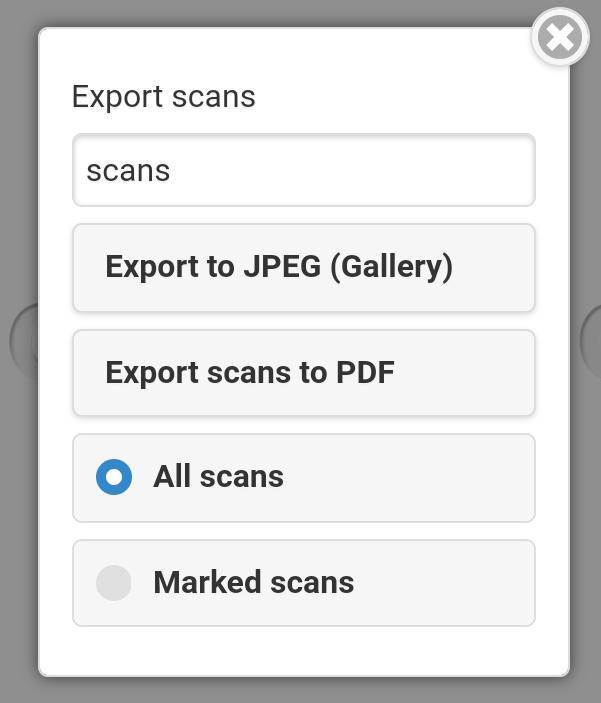 FAQ Wireless Scanning with Scan2PAD I Save/Export job If you want to export the scanned images to ibooks (PDF) or to your phone s photo library (JPEG), touch the Export button.