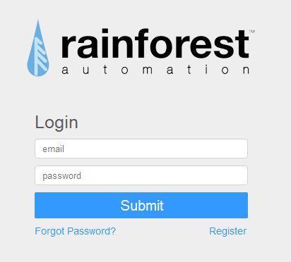 b) Create your Cloud Account EAGLE Using your web browser, go to rainforestcloud.com. You will see the Rainforest Login page.