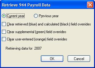 2. Choose Tasks / Retrieve Payroll Information or click the button on the toolbar. 3.