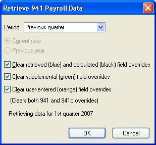 2. Choose Tasks / Retrieve Payroll Information or click the button on the toolbar. 3.