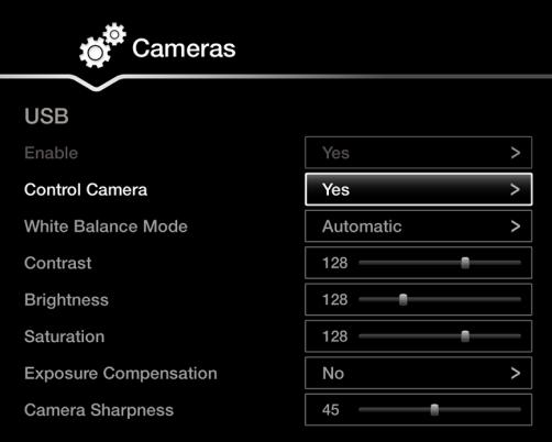CONNECTIONS>CAMERAS>USB [WEB] ADMINISTRATOR SETTINGS> I/O CONNECTIONS>CAMERAS>USB