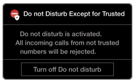 Figure 19: Do not Disturb for Everyone Except Trusted - Configuration Figure 20: Do not Disturb for Everyone Except Trusted - Activated Preference for Directory Contacts Search By default XT endpoint
