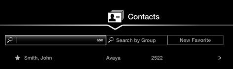 Figure 22: Add a group for a Favorite Contact Figure 23: Search by Group Groups are supported only by local (Favorites) or XT- based remote contact servers (running this release), or by any LDAP