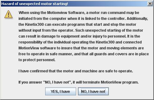 7. Read the warning dialog window and answer YES, I have prompt.
