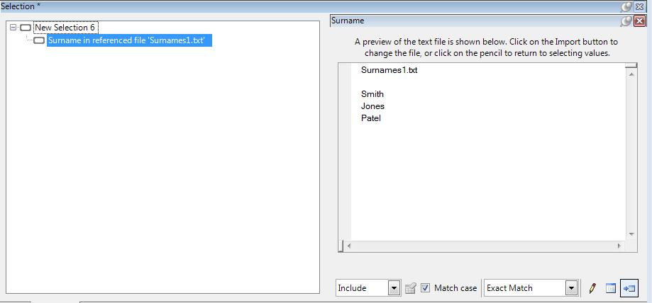 Selections: Import text selection files for speedier text selections Text selections can now use a list of values from a file, rather than a list pasted in by the user.