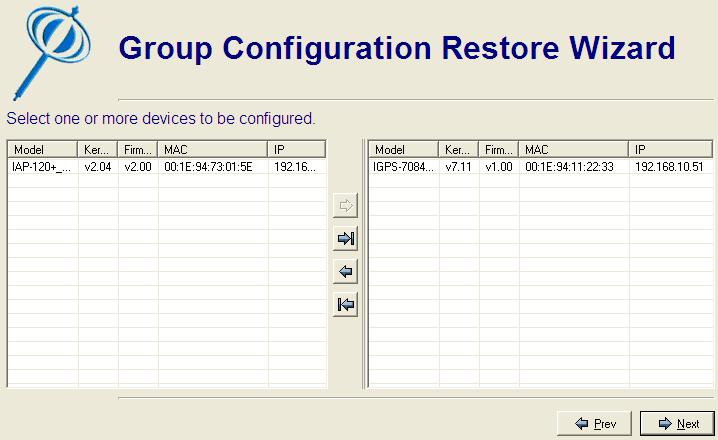 1.13.3 Group Configuration Restore This Group Configuration Restore allow user to restore