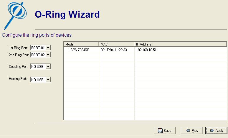 1.13.4 Group O-Ring Setting This Group O-ring Setting allow user to configure O-Ring in multiple switches in one time.