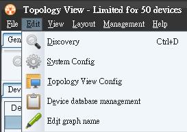 N/A Open saved configuration. Ctril + P Print current Topology Ctrl + E Quit Topology View. 2.4.