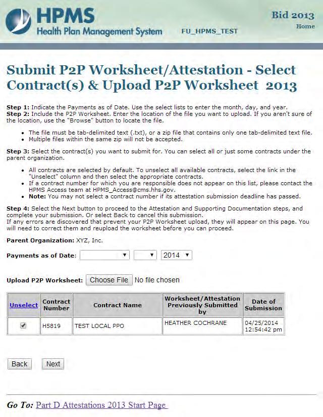 Submit P2P Worksheet/Attestation (Continued) Payment