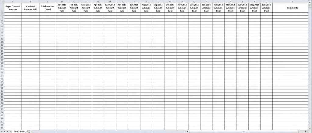 2013 P2P Worksheet Template P2P Worksheet Template NEW for 2013 The Excel spreadsheet may