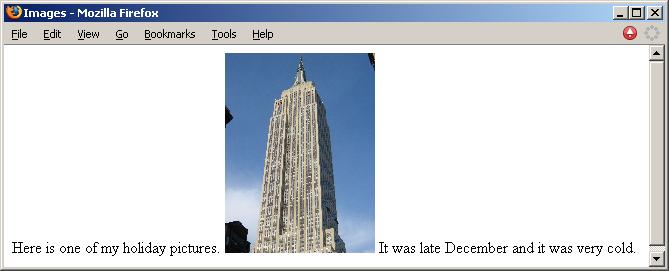 <img> example An image is inserted inline, so it is used inside a