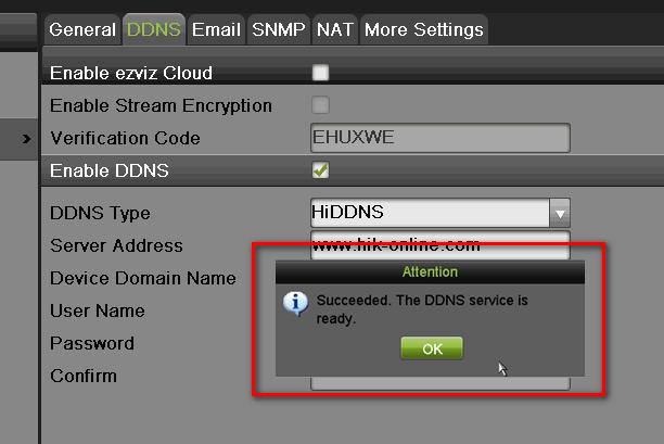 Enable DDNS and create a DOMAIN NAME EZVIZ is used for a connection through a secure server. In this case port forwarding is not required.